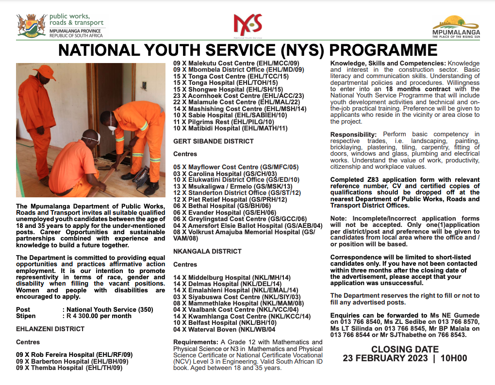 NATIONAL YOUTH SERVICE (NYS) PROGRAMME